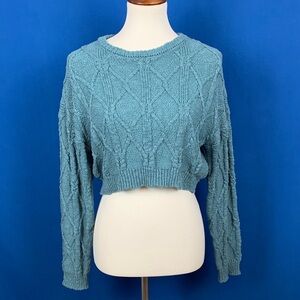Women's Teal Cable Knit Sweater